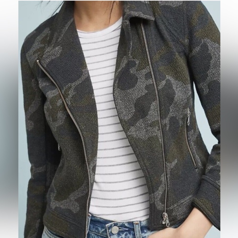 Anthropology Camo Moto Jacket Size XS